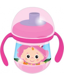 Lamaze - Netekoucí hrneček s pítkem 210 ml růžový | learningtoys.cz