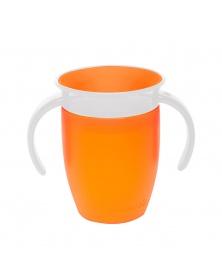 Munchkin - Juniorský netekoucí hrneček 360°s oušky 207 ml-oranžový | learningtoys.cz