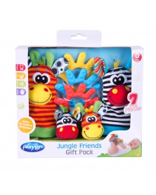 Playgro - Dárkový set chrastící ponožky a náramky Jungle Friends | learningtoys.cz